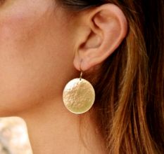 Hammered Round Dangle earring, Brass handmade jewelry, Wholesale jewelry